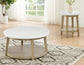 Vida Round 36″ White Marble Top Cocktail Table with Casters