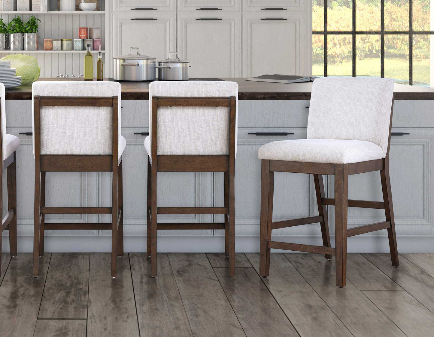 Canton 5-Piece 72″ Counter Dining Set with Upholstered Counter Chairs
