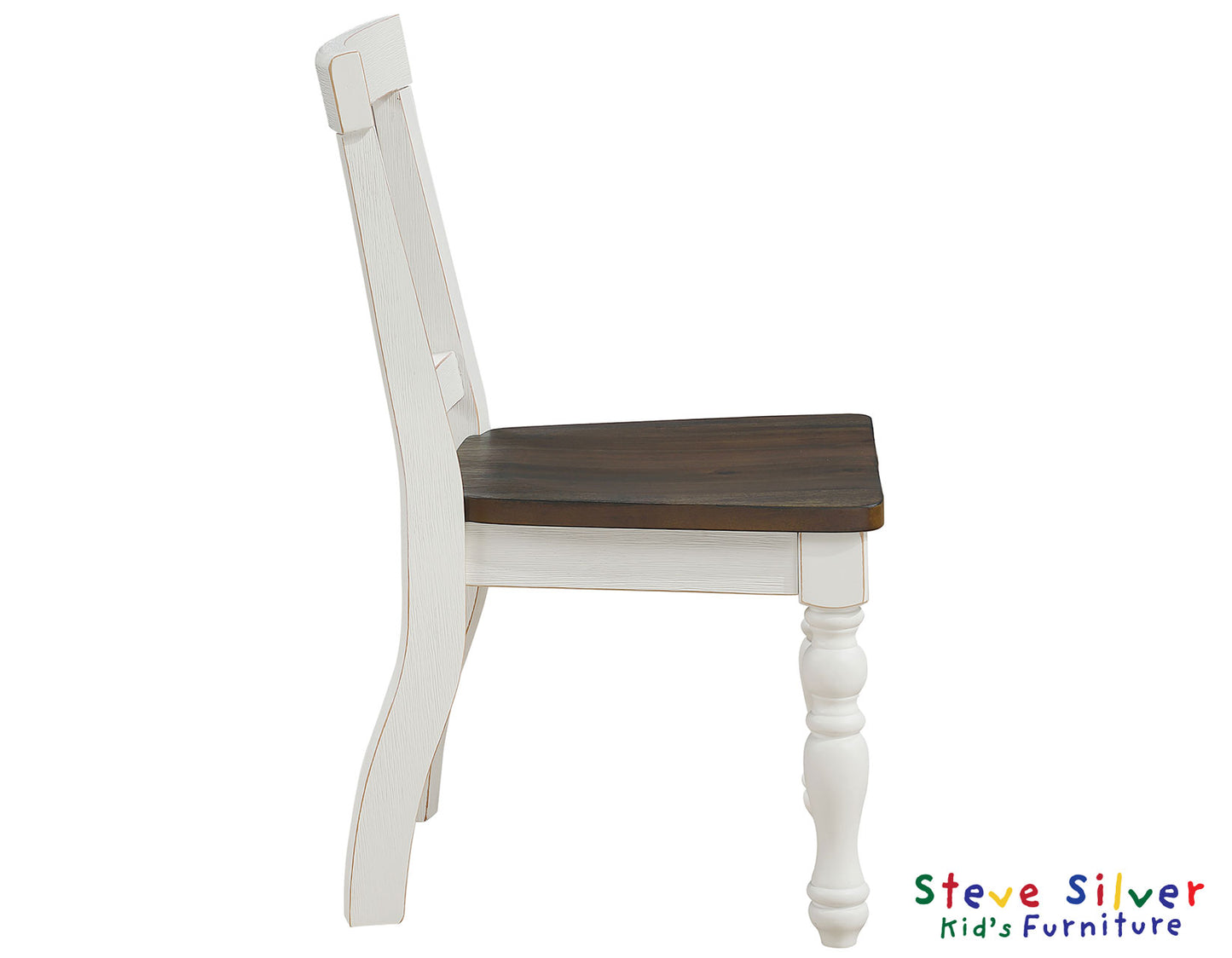 Joanna Kids Solid Wood Side Chair, Ivory and Mocha Finish