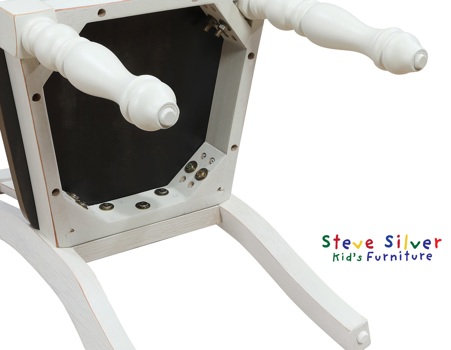 Joanna Kids Solid Wood Side Chair, Ivory and Mocha Finish