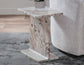 Irma I-Beam Solid Toronto Brown Marble Accent Table
