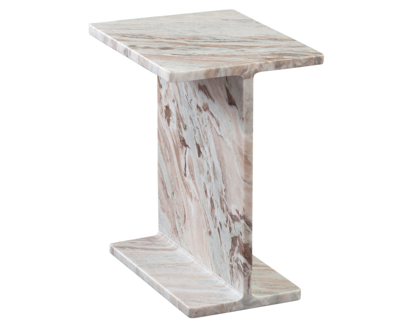 Irma I-Beam Solid Toronto Brown Marble Accent Table
