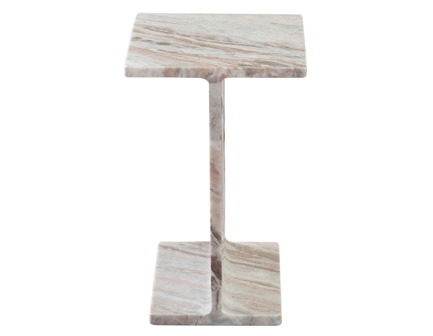 Irma I-Beam Solid Toronto Brown Marble Accent Table