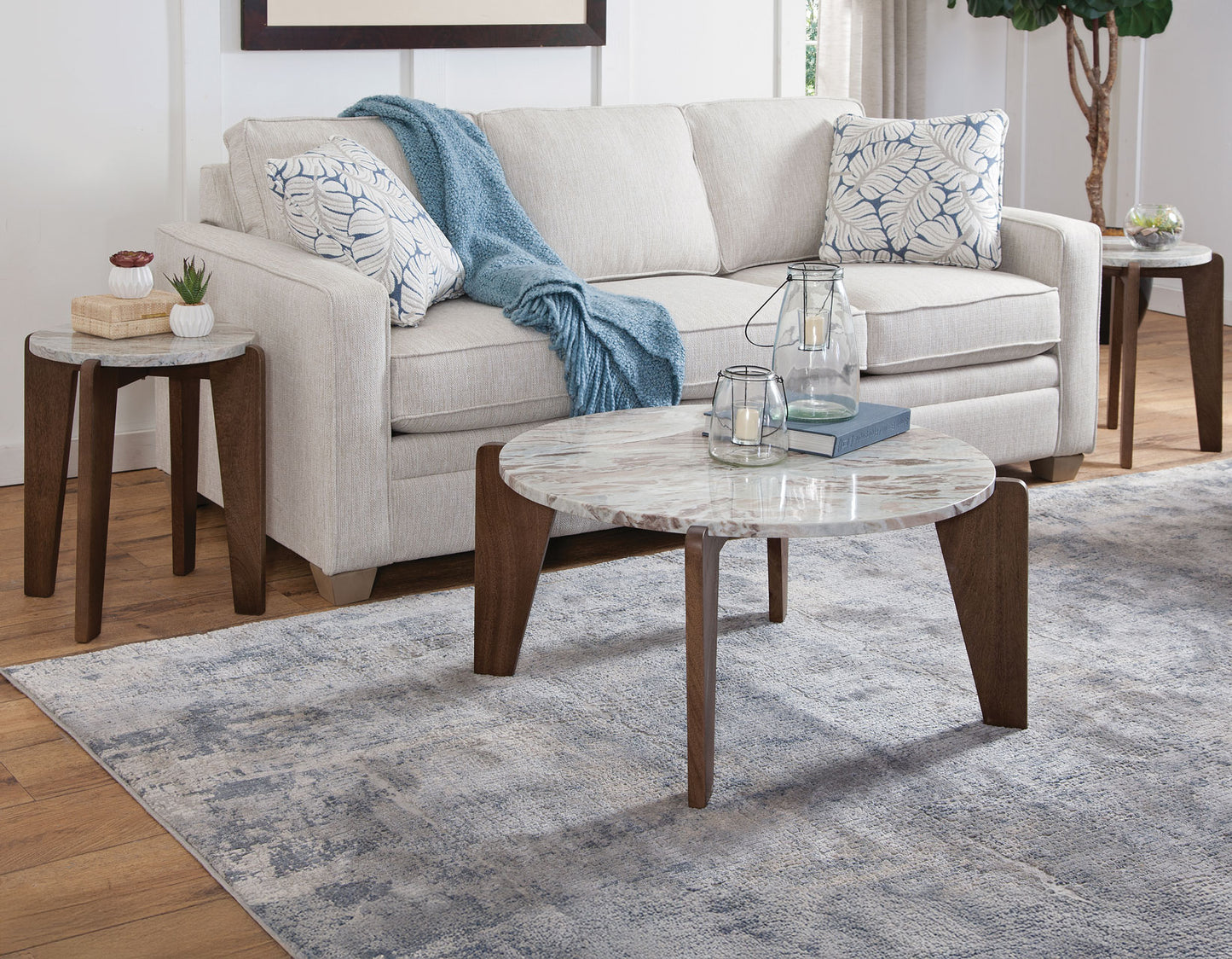 Shavon Solid Toronto Brown Marble 18.5″ Round End Table