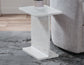 Irma I-Beam Solid Banswara White Marble Accent Table