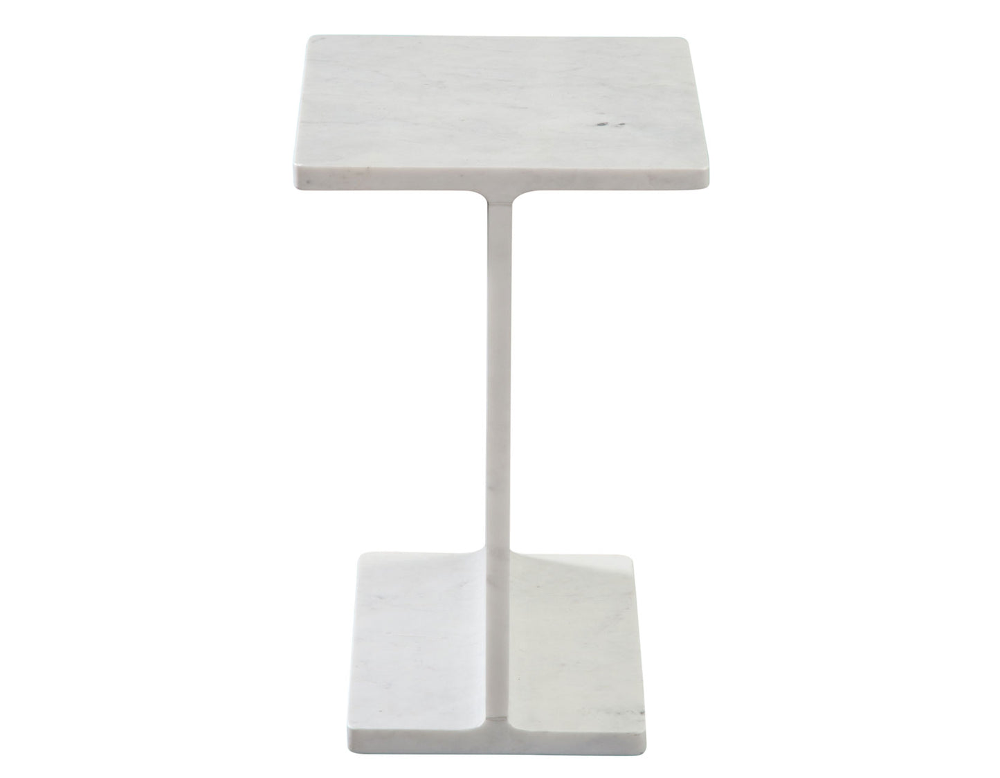 Irma I-Beam Solid Banswara White Marble Accent Table