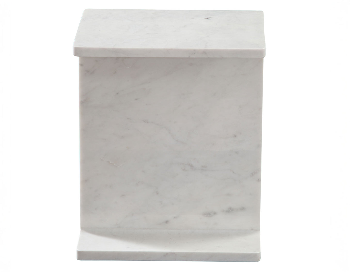 Irma I-Beam Solid Banswara White Marble Accent Table