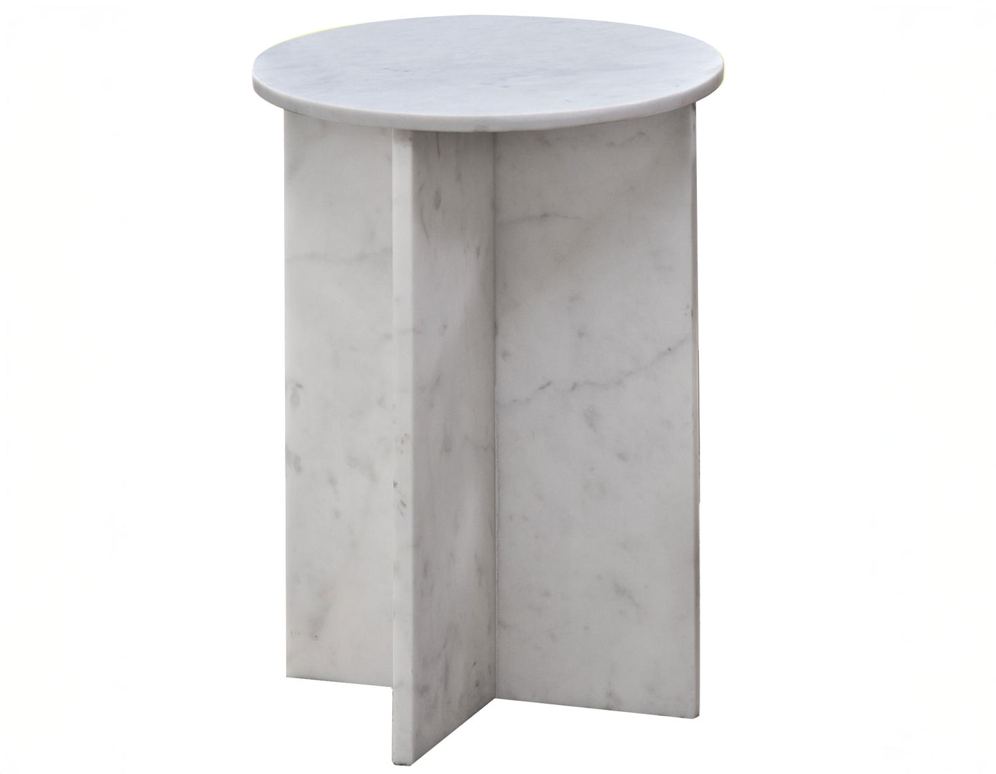 Niki Solid Banswara White Marble Accent Table