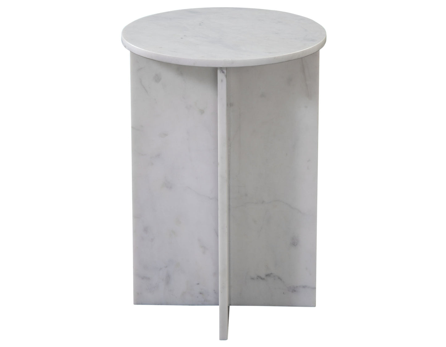 Niki Solid Banswara White Marble Accent Table
