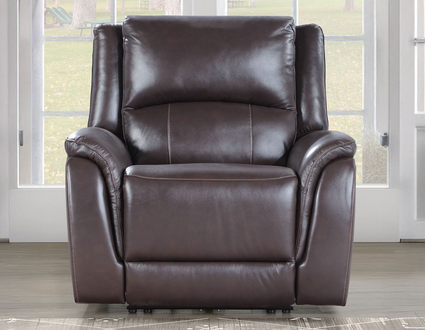 Alexandria Leather Power Recliner, Chocolate