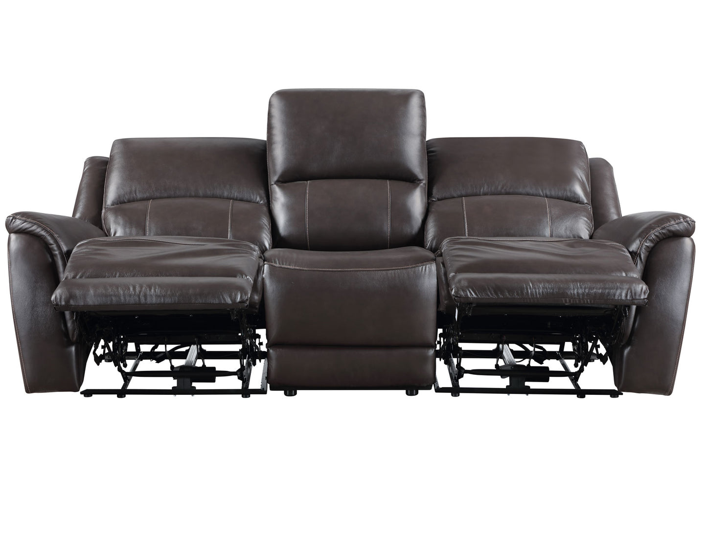 Alexandria 3-Piece Leather Reclining Set – Sofa, Loveseat, Recliner, Chocolate