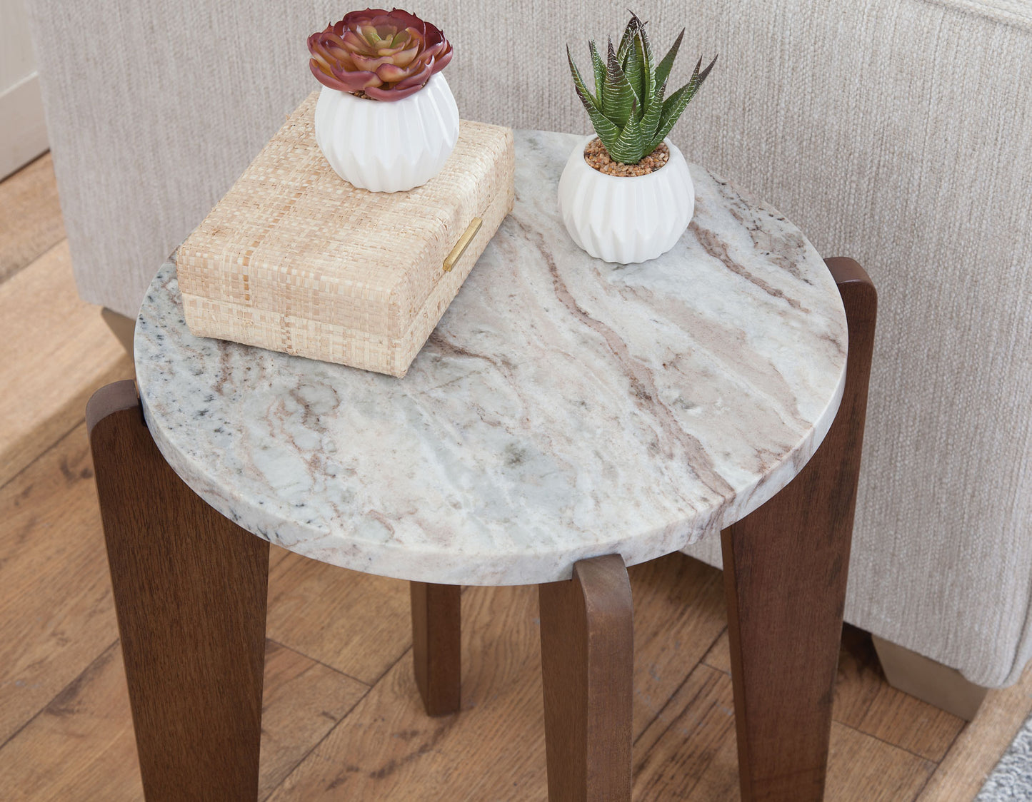 Shavon 3-Piece Solid Toronto Brown Marble Table Set