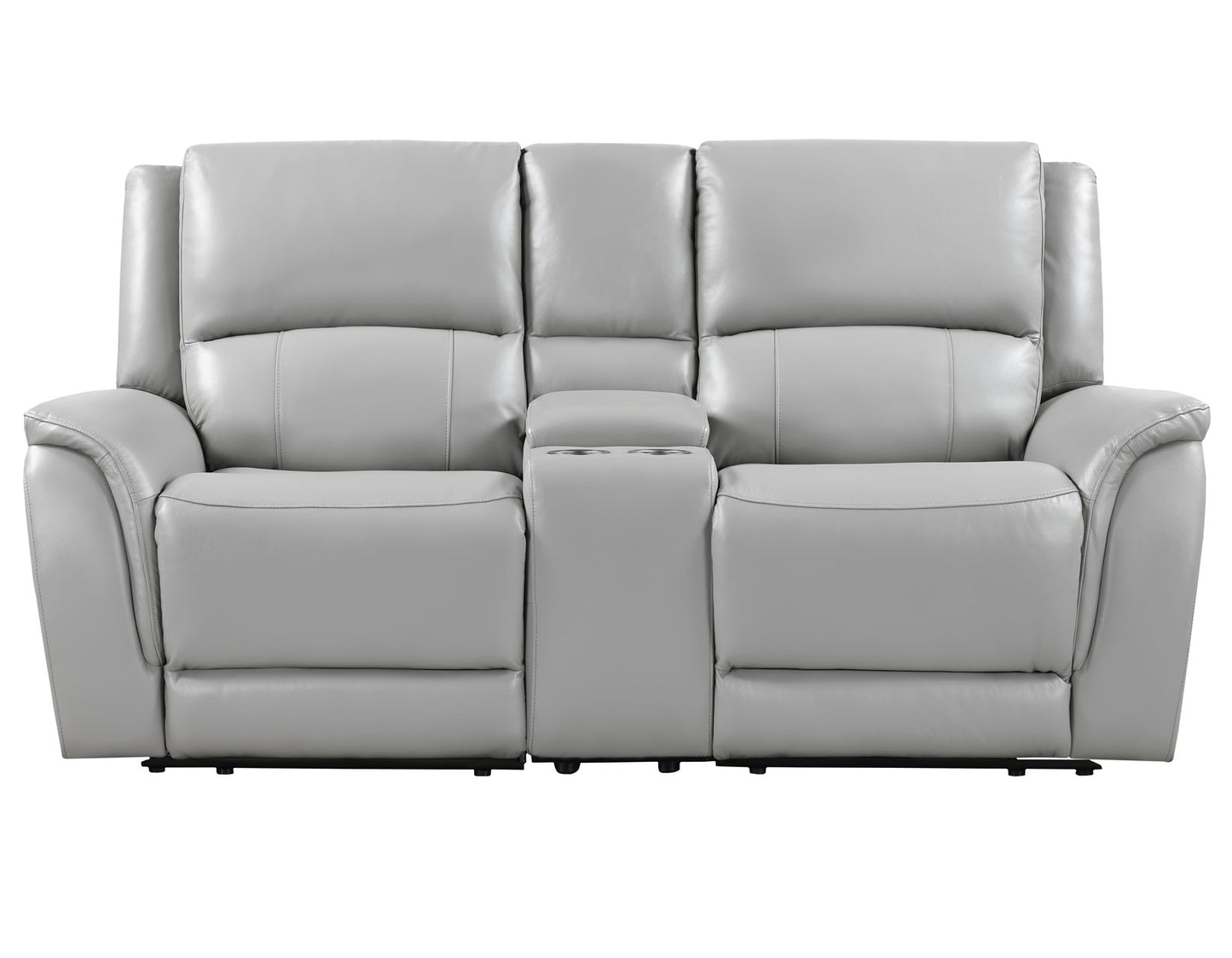 Alexandria Leather Power Reclining Console Loveseat, Stone