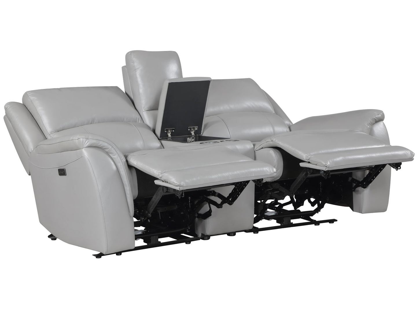 Alexandria Leather Power Reclining Console Loveseat, Stone