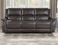 Alexandria Power Leather Reclining Sofa, Chocolate