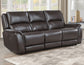 Alexandria Power Leather Reclining Sofa, Chocolate