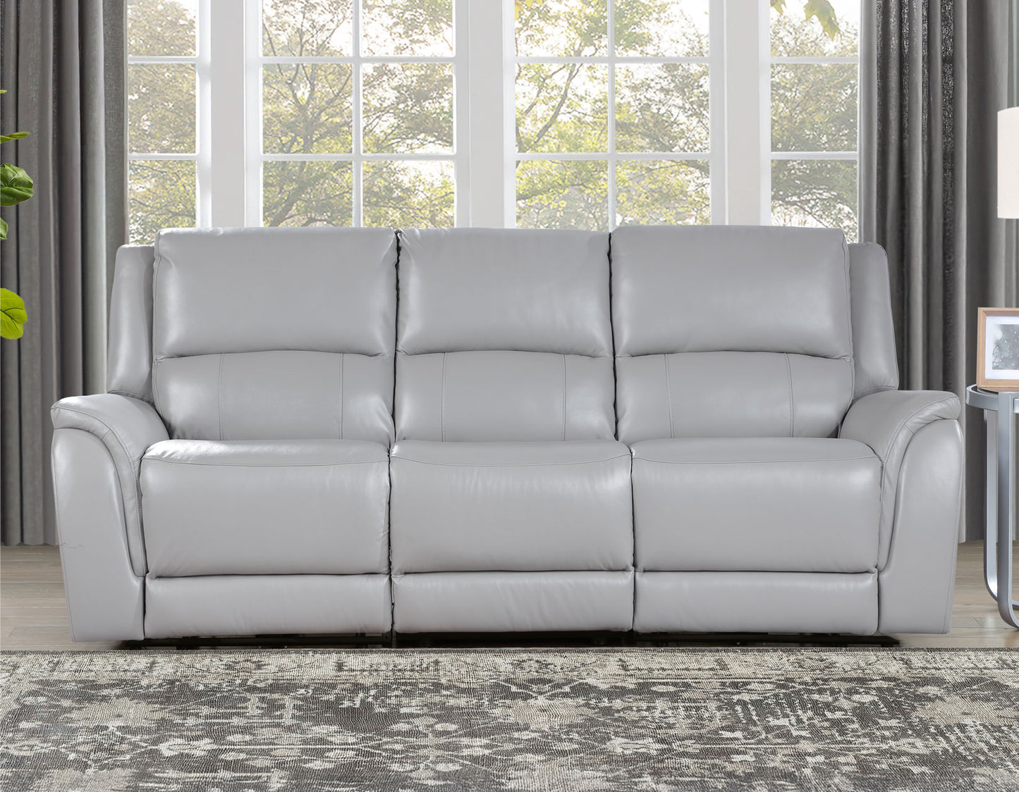 Alexandria Power Leather Reclining Sofa, Stone