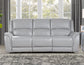 Alexandria Power Leather Reclining Sofa, Stone