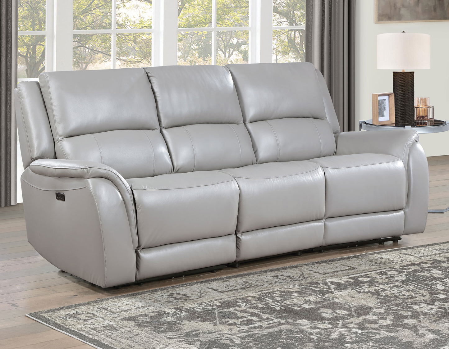 Alexandria Power Leather Reclining Sofa, Stone