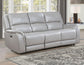 Alexandria Power Leather Reclining Sofa, Stone