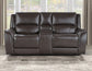 Alexandria Leather Power Reclining Console Loveseat, Chocolate
