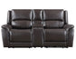 Alexandria Leather Power Reclining Console Loveseat, Chocolate