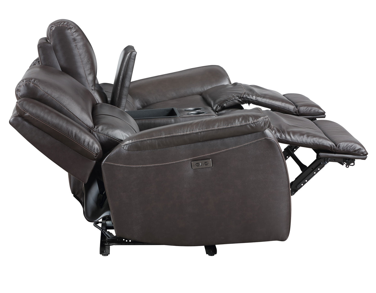 Alexandria Leather Power Reclining Console Loveseat, Chocolate
