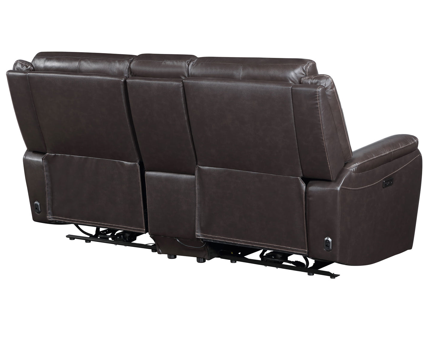 Alexandria Leather Power Reclining Console Loveseat, Chocolate