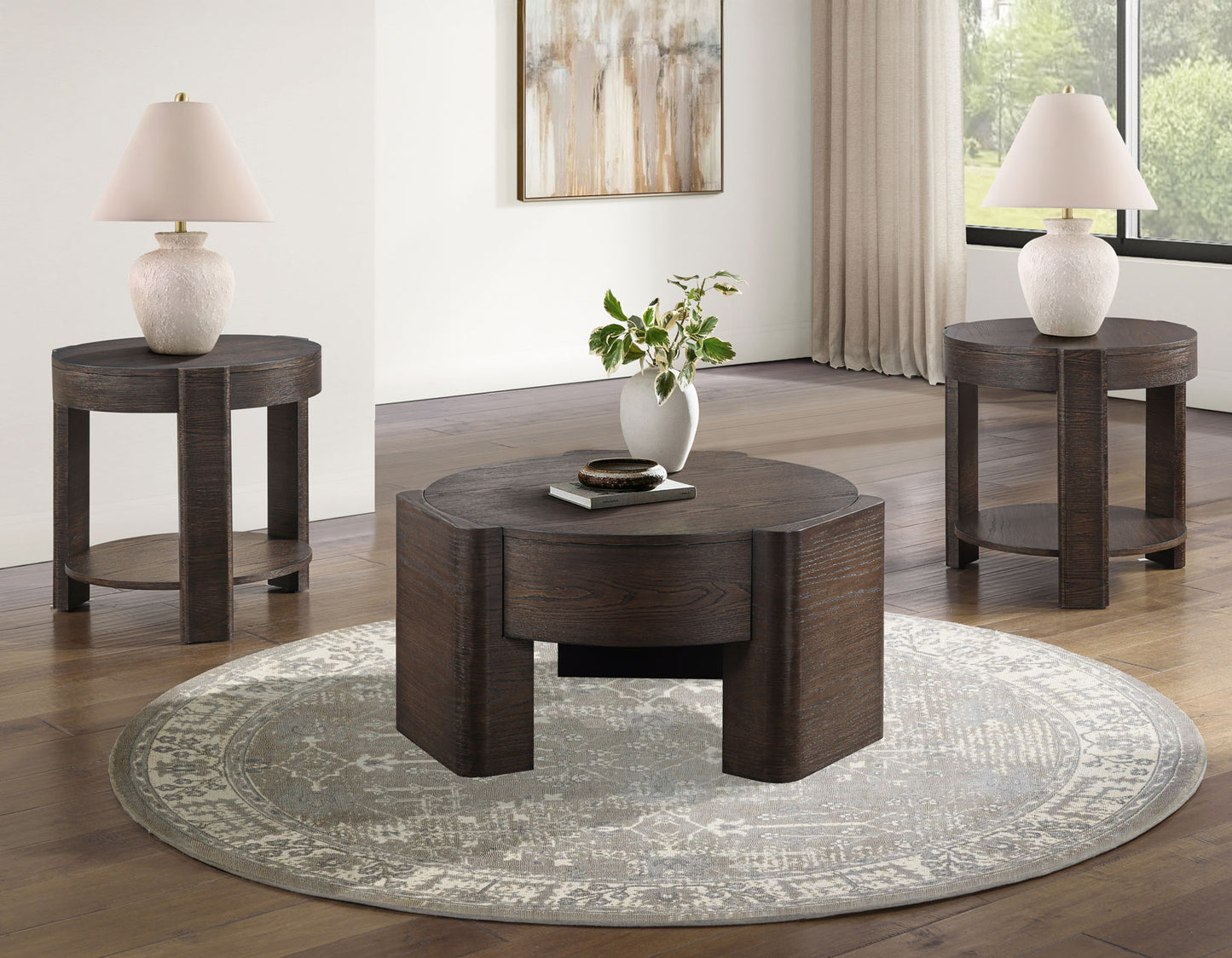 Salina, 32.5″ Round Coffee Table, Castered