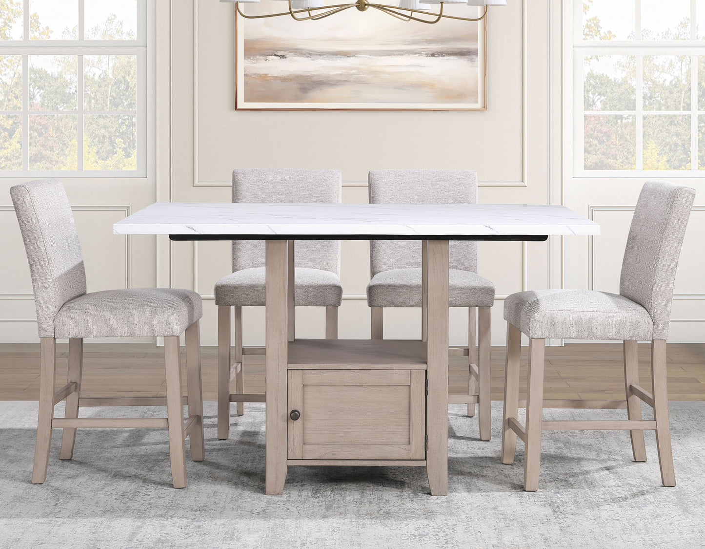 Taylor 5-Piece Faux-Marble Counter Dining Set