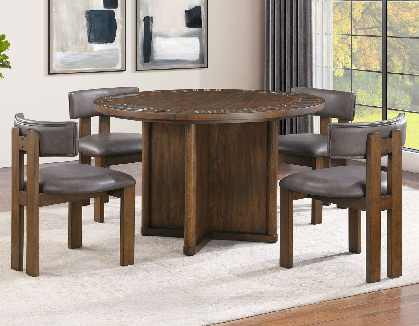 Cambridge 6-Piece Dining Set with Folding Removable Game Top and 4 Side Chairs
