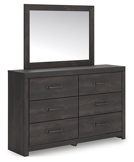 Hollivern Twin Panel Bed with Mirrored Dresser and Nightstand