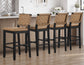 Reid Saddle Brown Vegan Leather 30″ Bar Stool, Black Finish