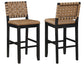 Reid Saddle Brown Vegan Leather 30″ Bar Stool, Black Finish