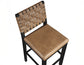 Reid Saddle Brown Vegan Leather 30″ Bar Stool, Black Finish