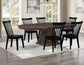 Vaughn 5-Piece 60-96″ w/2-18 Leaves Dining Set, Coffee & Black Finish