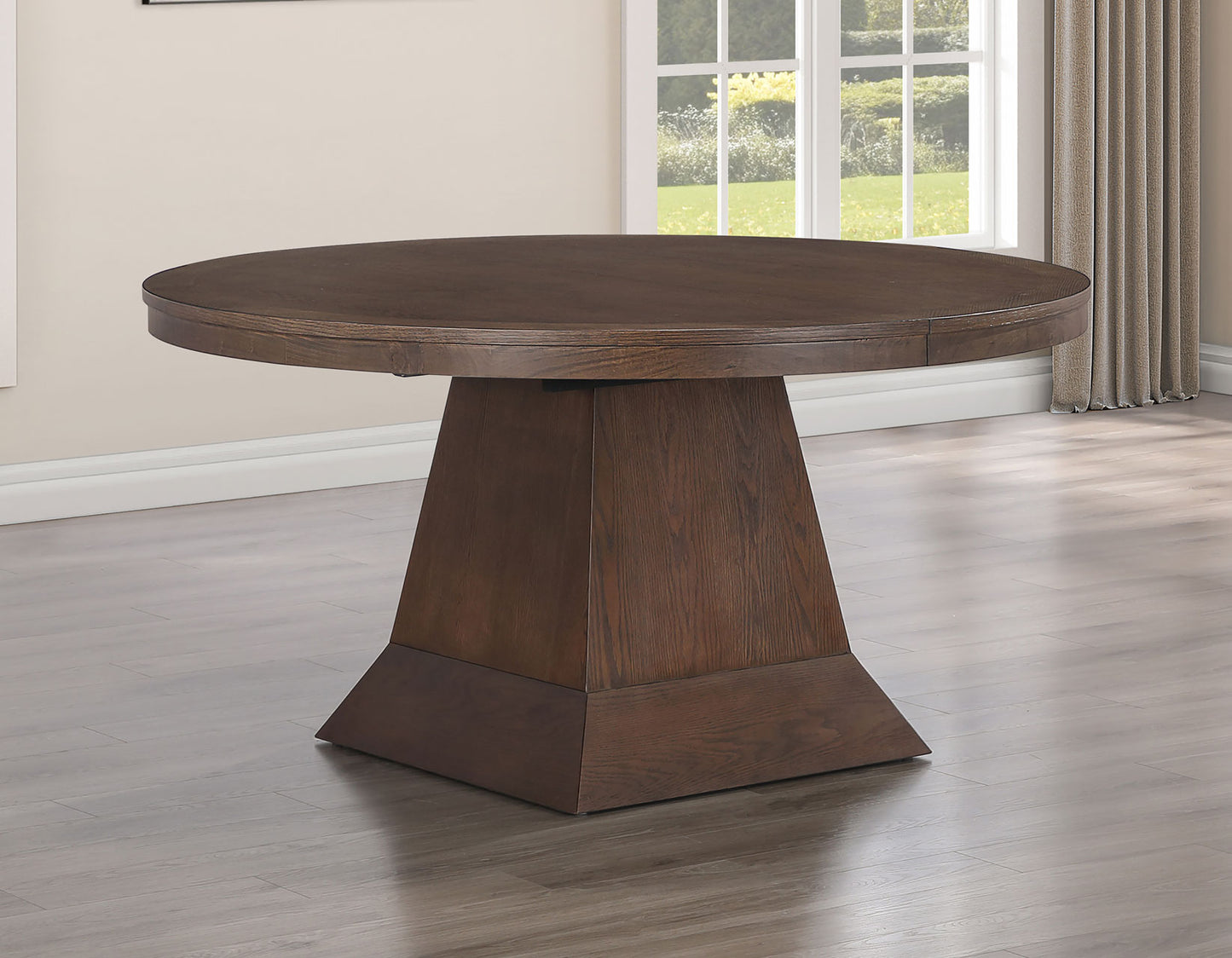 Vaughn 60-96″ Table with 2-18″ Leaves, Coffee Finish