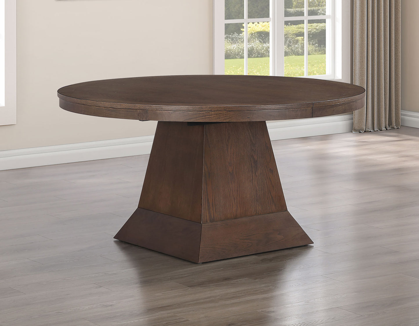 Vaughn 60-96″ Table with 2-18″ Leaves, Coffee Finish