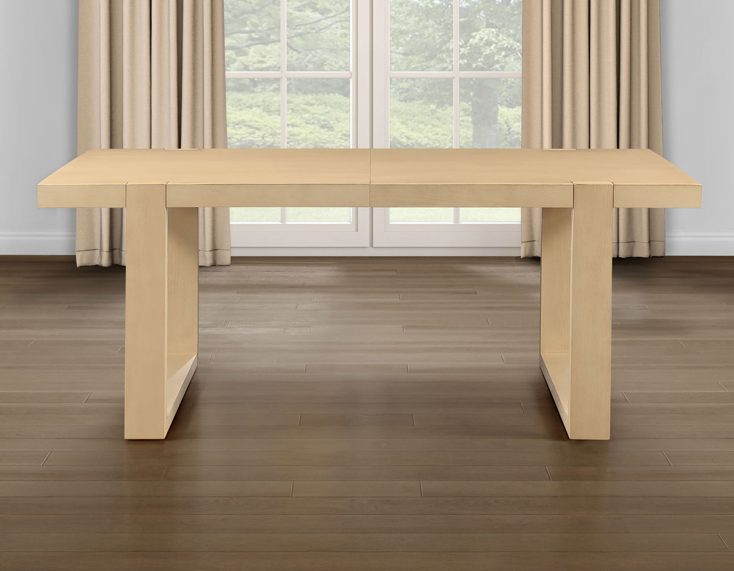 Reid 77-95″ Dining Table with 18″ Leaf, Sand Finish