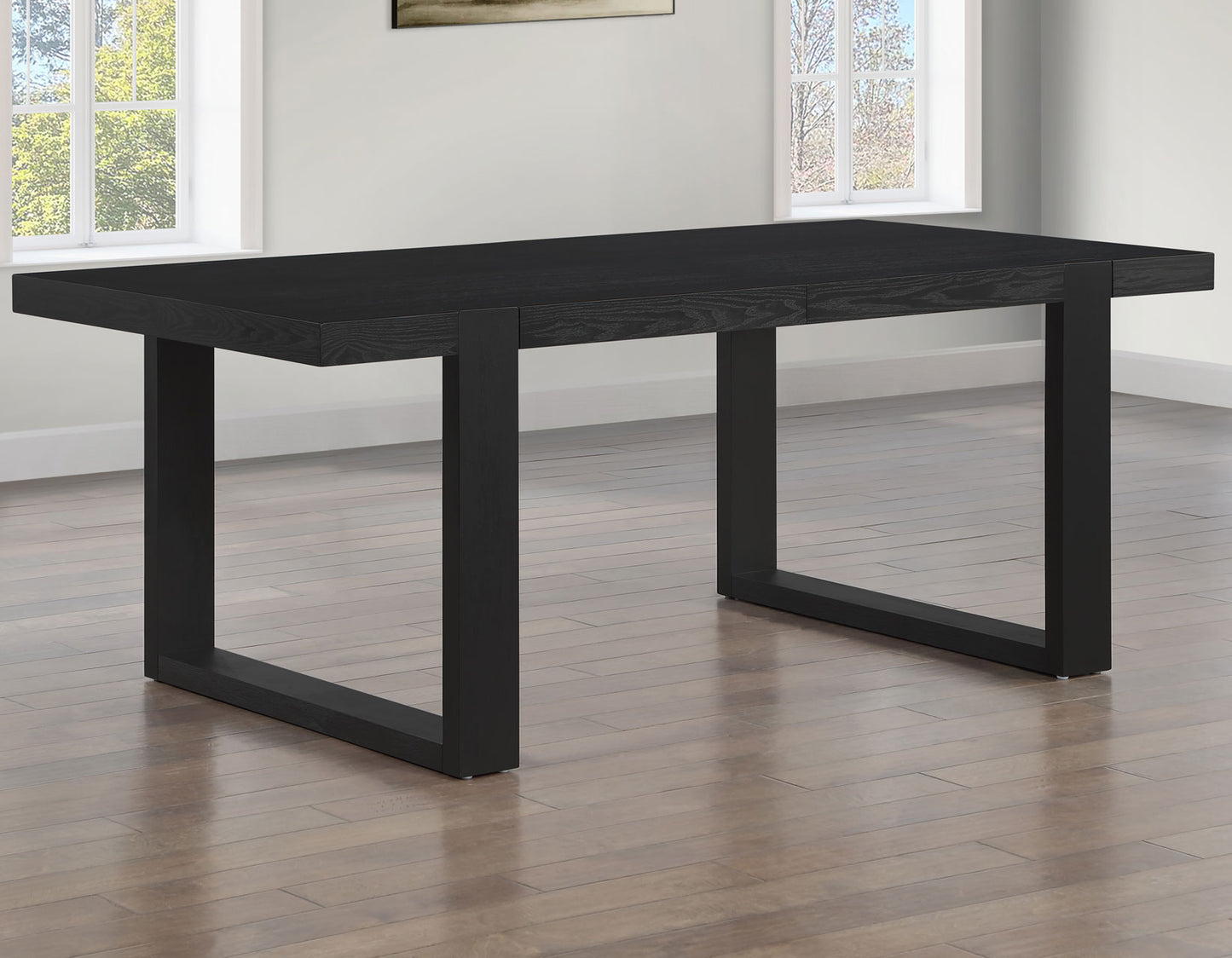 Reid 77-95″ Dining Table with 18″ Leaf, Black Finish
