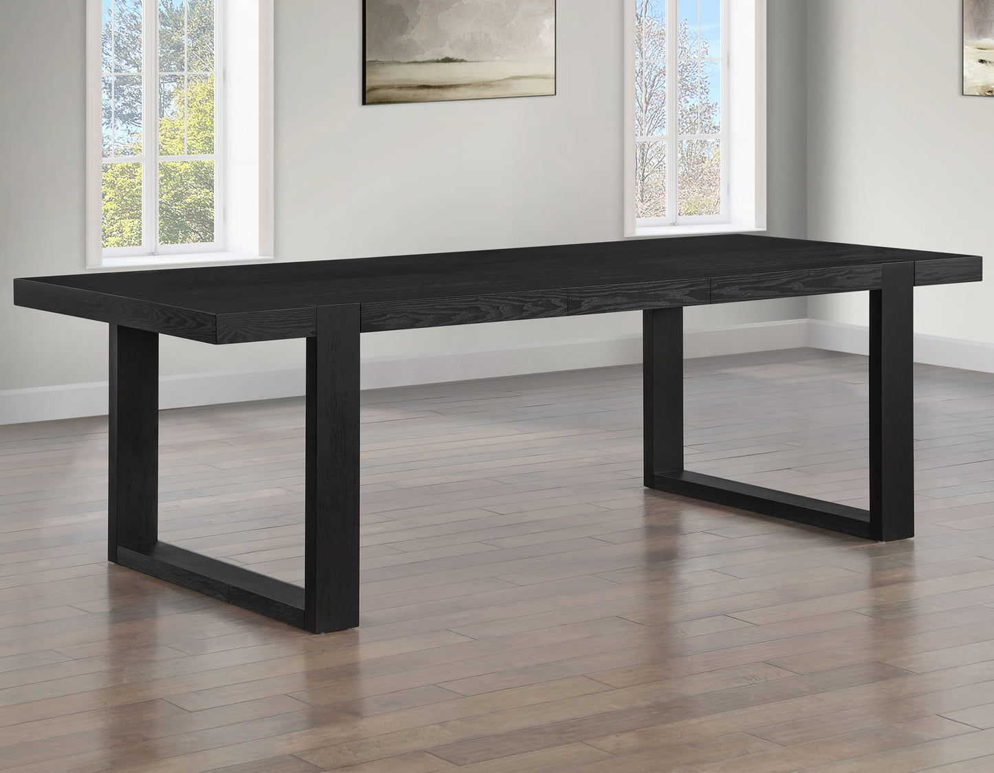 Reid 77-95″ Dining Table with 18″ Leaf, Black Finish