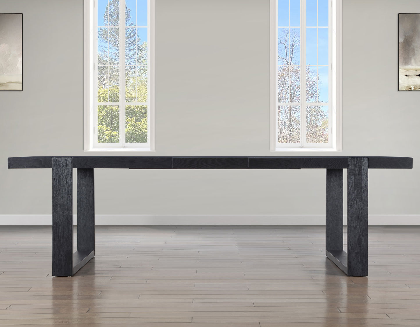 Reid 77-95″ Dining Table with 18″ Leaf, Black Finish
