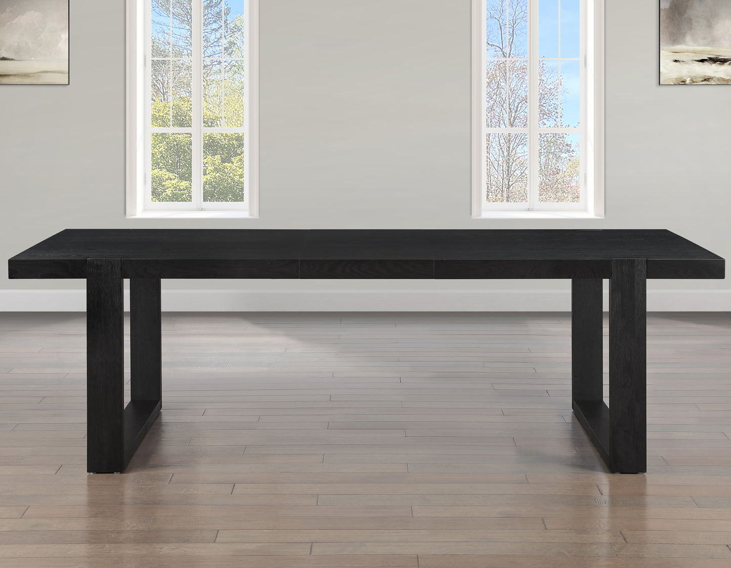 Reid 77-95″ Dining Table with 18″ Leaf, Black Finish
