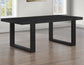 Reid 5-Piece Dining Set, Black Finish with Saddle Brown Vegan Leather