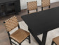 Reid 5-Piece Dining Set, Black Finish with Saddle Brown Vegan Leather