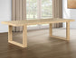 Reid 5-Piece 77-95″ Dining Set, Sand Finish with Camel Vegan Leather