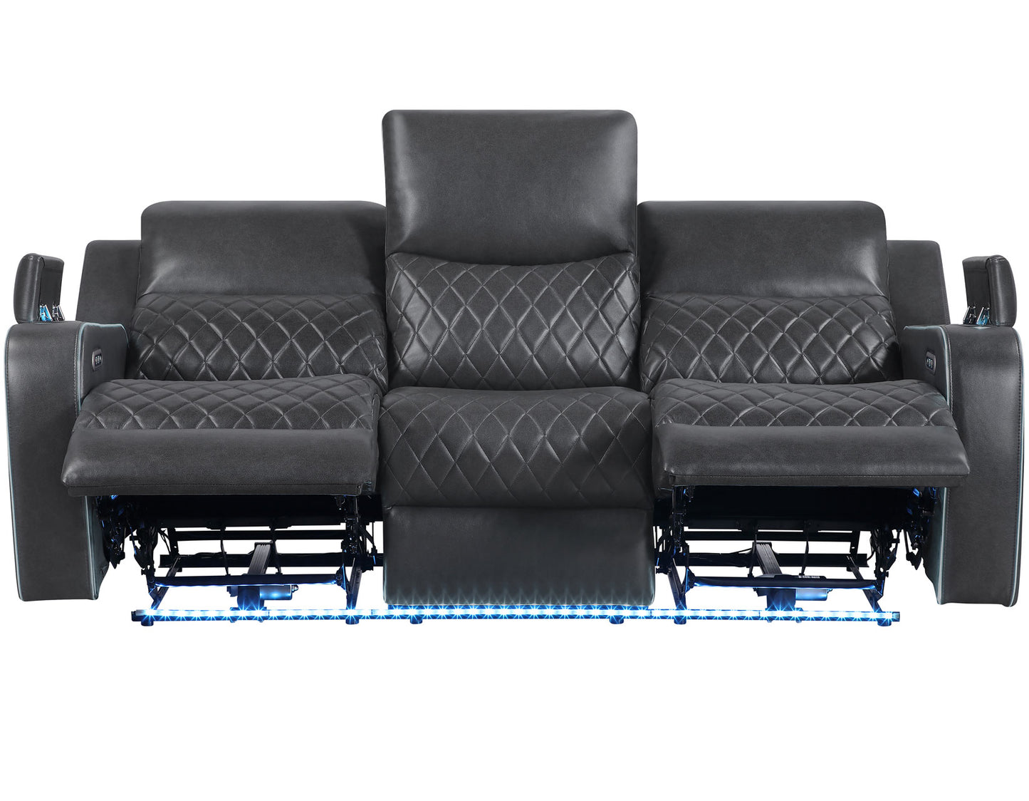 Luna Home Cinema Power Reclining Sofa, Charcoal Vegan Leather
