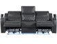 Luna Home Cinema Power Reclining Sofa, Charcoal Vegan Leather
