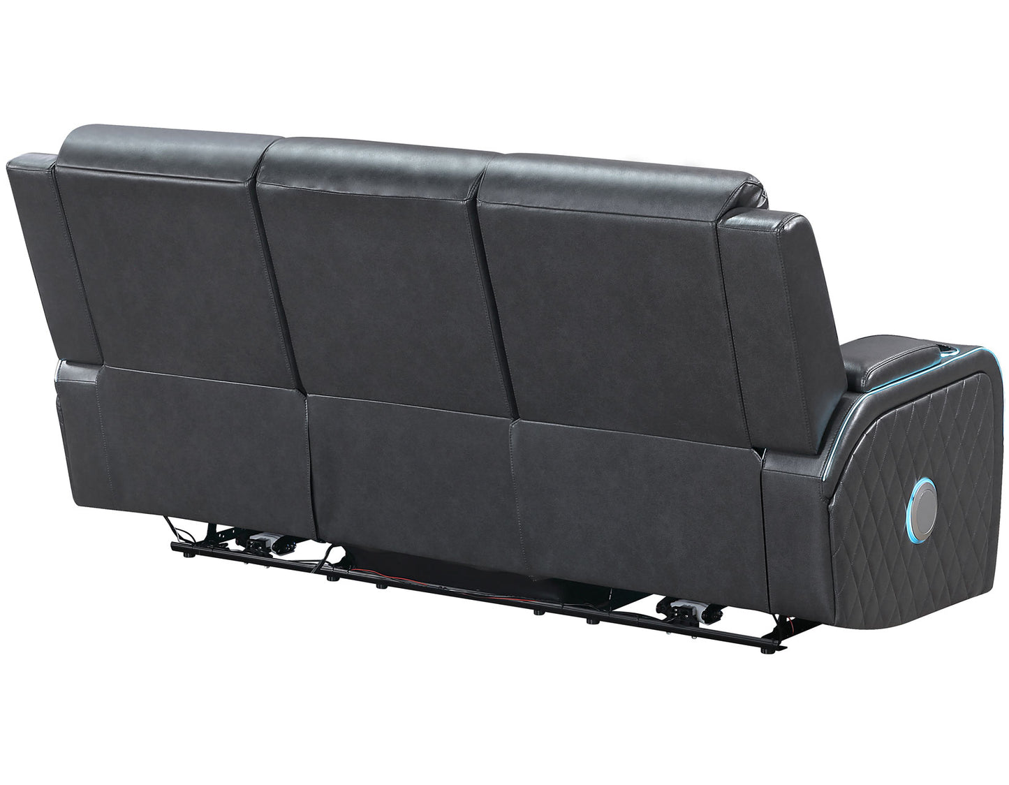 Luna Home Cinema Power Reclining Sofa, Charcoal Vegan Leather