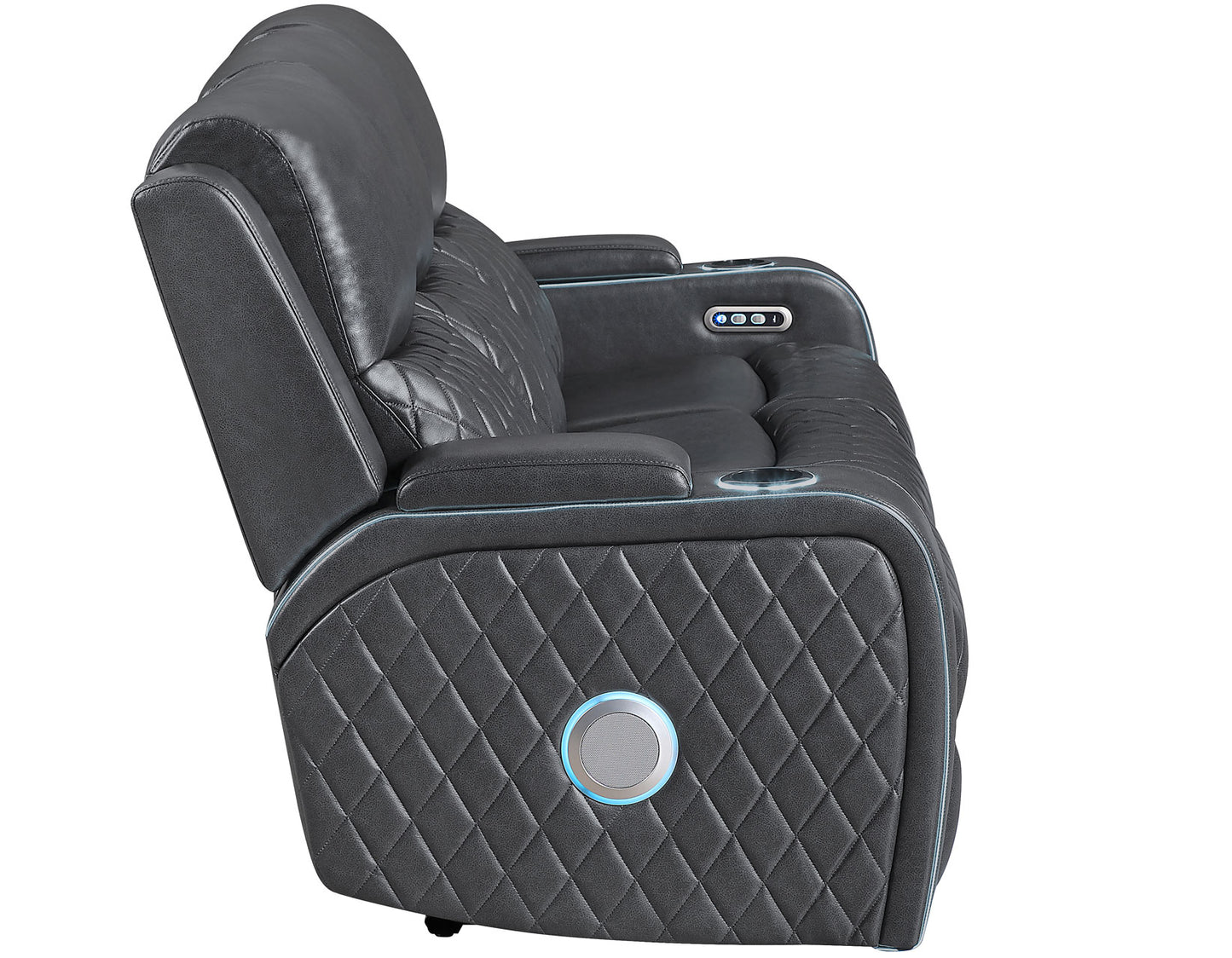 Luna Home Cinema Power Reclining Sofa, Charcoal Vegan Leather